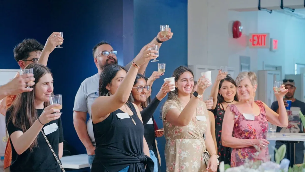 Students and teachers celebrating six years of Learn French