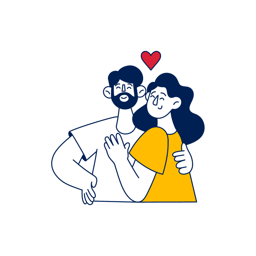 Couple embracing, learning French for a francophone partner