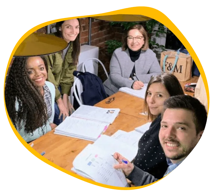 students in a Level 2 French group class