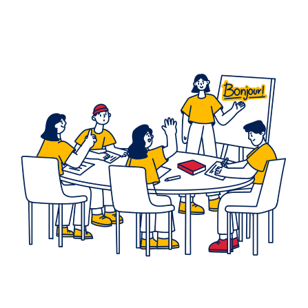 Group French classes around a table