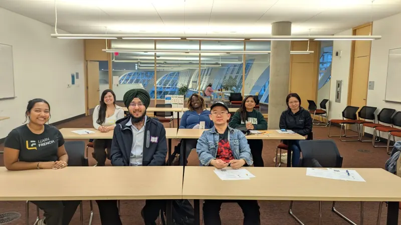 Students in a Learn French class at the Surrey Central Library